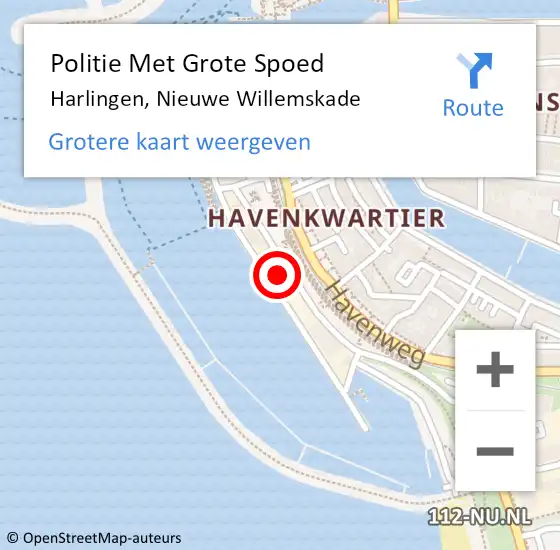 Locatie op kaart van de 112 melding: Politie Met Grote Spoed Naar Harlingen, Nieuwe Willemskade op 23 februari 2023 11:40