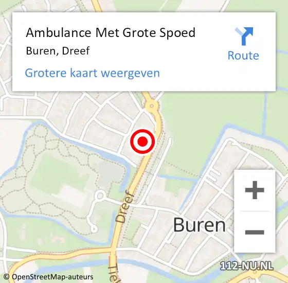 Locatie op kaart van de 112 melding: Ambulance Met Grote Spoed Naar Buren, Dreef op 23 februari 2023 12:01