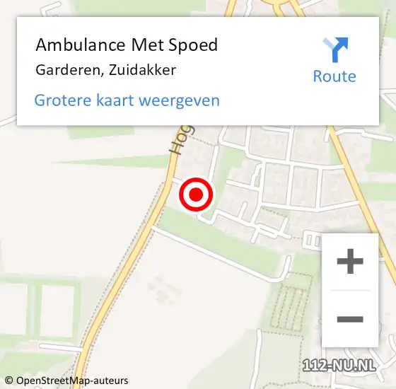 Locatie op kaart van de 112 melding: Ambulance Met Spoed Naar Garderen, Zuidakker op 23 februari 2023 12:02