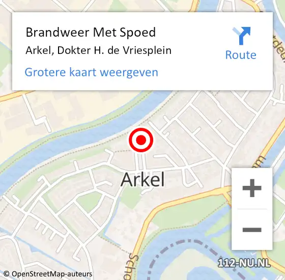 Locatie op kaart van de 112 melding: Brandweer Met Spoed Naar Arkel, Dokter H. de Vriesplein op 23 februari 2023 12:09