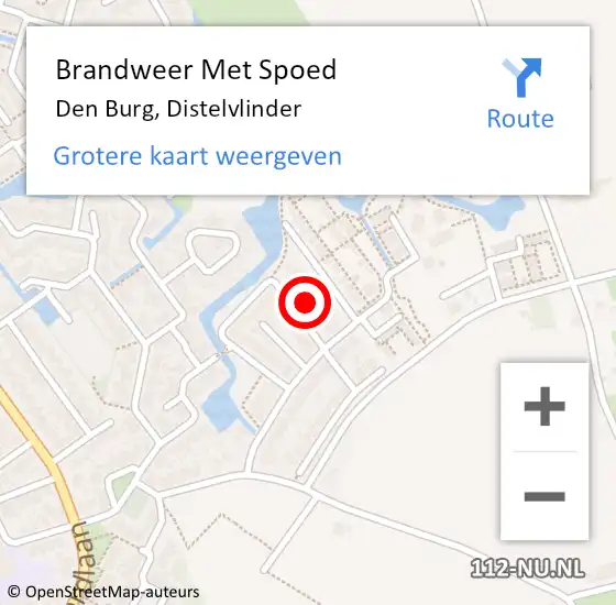 Locatie op kaart van de 112 melding: Brandweer Met Spoed Naar Den Burg, Distelvlinder op 23 februari 2023 12:10