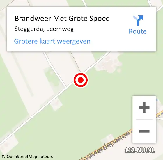 Locatie op kaart van de 112 melding: Brandweer Met Grote Spoed Naar Steggerda, Leemweg op 23 februari 2023 12:14