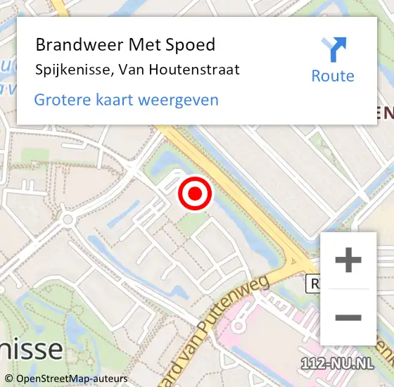 Locatie op kaart van de 112 melding: Brandweer Met Spoed Naar Spijkenisse, Van Houtenstraat op 23 februari 2023 12:15