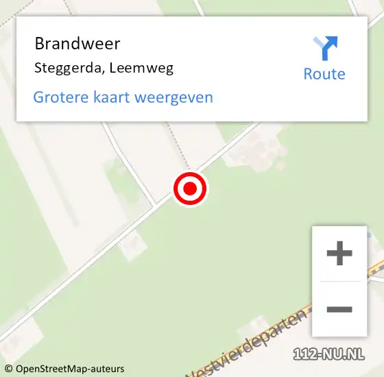 Locatie op kaart van de 112 melding: Brandweer Steggerda, Leemweg op 23 februari 2023 12:19