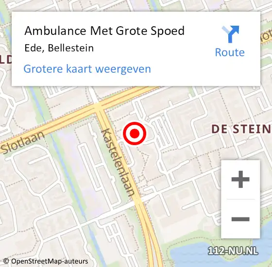 Locatie op kaart van de 112 melding: Ambulance Met Grote Spoed Naar Ede, Bellestein op 23 februari 2023 12:36