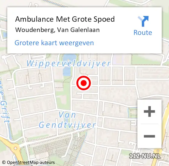 Locatie op kaart van de 112 melding: Ambulance Met Grote Spoed Naar Woudenberg, Van Galenlaan op 16 augustus 2014 16:50