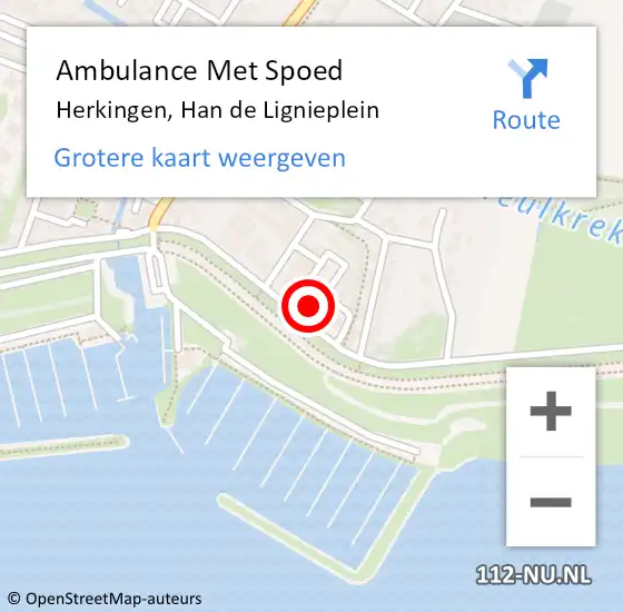 Locatie op kaart van de 112 melding: Ambulance Met Spoed Naar Herkingen, Han de Lignieplein op 23 februari 2023 12:45