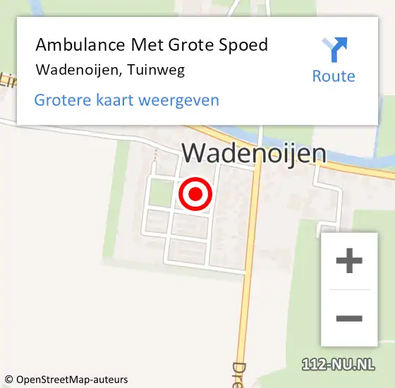 Locatie op kaart van de 112 melding: Ambulance Met Grote Spoed Naar Wadenoijen, Tuinweg op 23 februari 2023 13:03