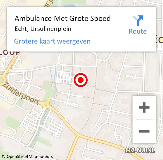 Locatie op kaart van de 112 melding: Ambulance Met Grote Spoed Naar Echt, Ursulinenplein op 23 februari 2023 13:06