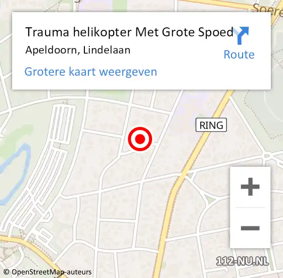 Locatie op kaart van de 112 melding: Trauma helikopter Met Grote Spoed Naar Apeldoorn, Lindelaan op 23 februari 2023 13:16