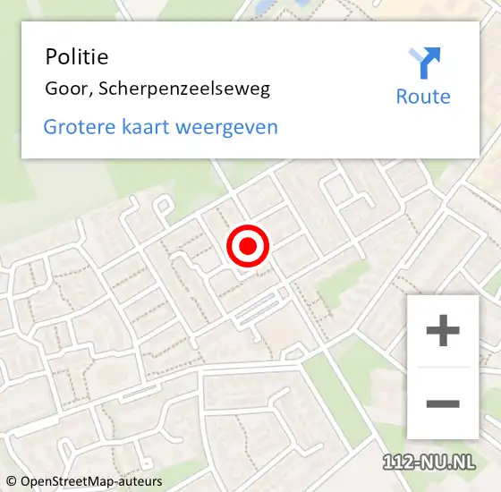 Locatie op kaart van de 112 melding: Politie Goor, Scherpenzeelseweg op 23 februari 2023 13:18