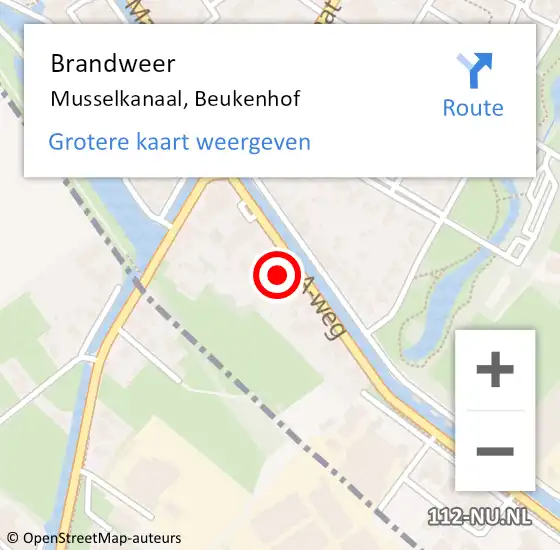 Locatie op kaart van de 112 melding: Brandweer Musselkanaal, Beukenhof op 23 februari 2023 13:25