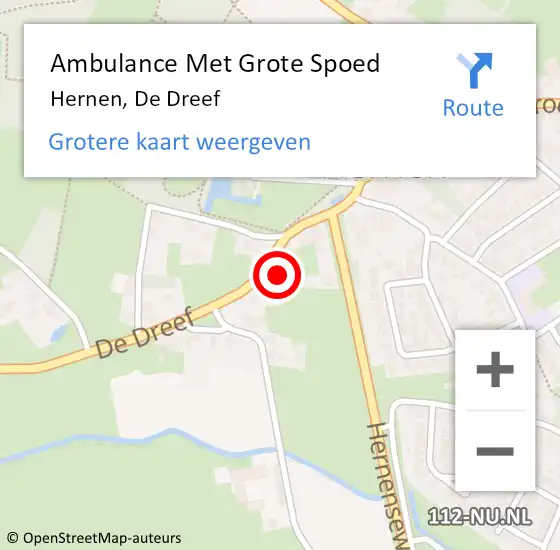 Locatie op kaart van de 112 melding: Ambulance Met Grote Spoed Naar Hernen, De Dreef op 16 augustus 2014 16:59