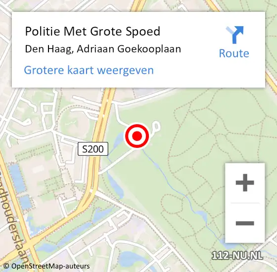 Locatie op kaart van de 112 melding: Politie Met Grote Spoed Naar Den Haag, Adriaan Goekooplaan op 23 februari 2023 13:57