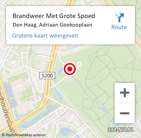 Locatie op kaart van de 112 melding: Brandweer Met Grote Spoed Naar Den Haag, Adriaan Goekooplaan op 23 februari 2023 13:58