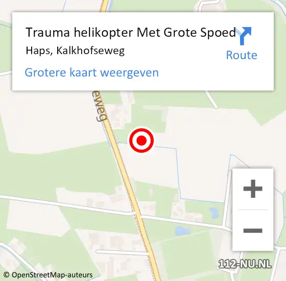 Locatie op kaart van de 112 melding: Trauma helikopter Met Grote Spoed Naar Haps, Kalkhofseweg op 23 februari 2023 14:11