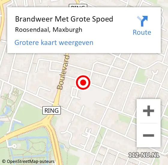 Locatie op kaart van de 112 melding: Brandweer Met Grote Spoed Naar Roosendaal, Maxburgh op 23 februari 2023 14:21