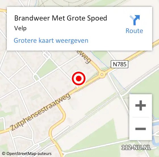 Locatie op kaart van de 112 melding: Brandweer Met Grote Spoed Naar Velp op 23 februari 2023 14:24