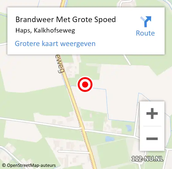 Locatie op kaart van de 112 melding: Brandweer Met Grote Spoed Naar Haps, Kalkhofseweg op 23 februari 2023 14:29