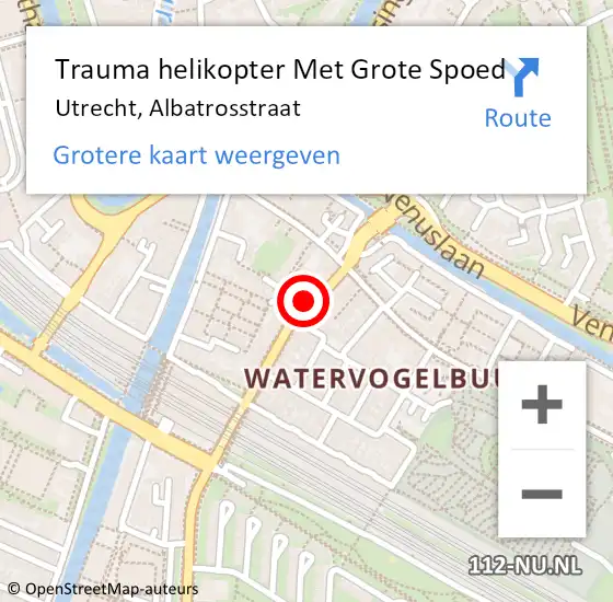 Locatie op kaart van de 112 melding: Trauma helikopter Met Grote Spoed Naar Utrecht, Albatrosstraat op 23 februari 2023 14:40