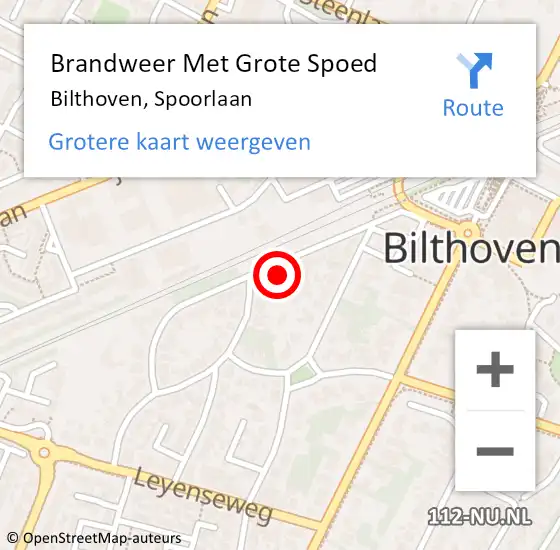 Locatie op kaart van de 112 melding: Brandweer Met Grote Spoed Naar Bilthoven, Spoorlaan op 23 februari 2023 14:47