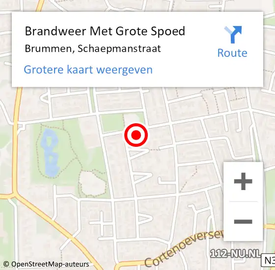 Locatie op kaart van de 112 melding: Brandweer Met Grote Spoed Naar Brummen, Schaepmanstraat op 23 februari 2023 14:50