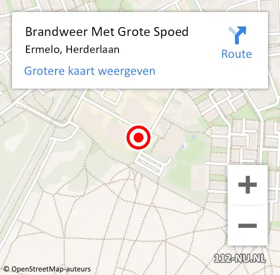 Locatie op kaart van de 112 melding: Brandweer Met Grote Spoed Naar Ermelo, Herderlaan op 23 februari 2023 15:09