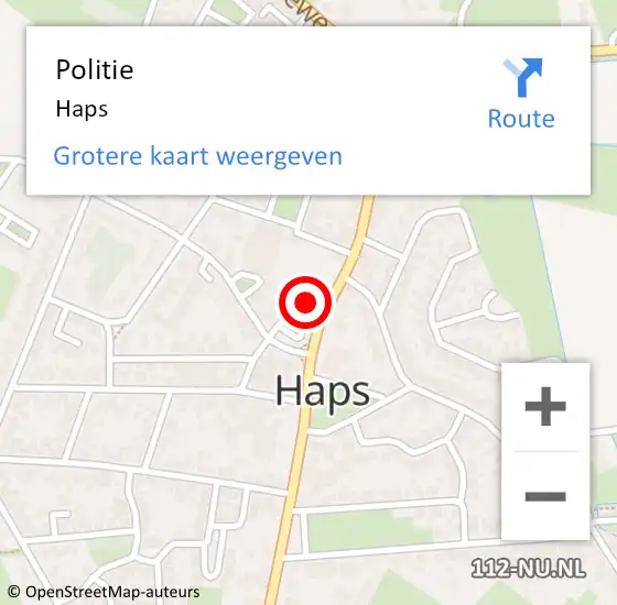 Locatie op kaart van de 112 melding: Politie Haps op 23 februari 2023 15:28