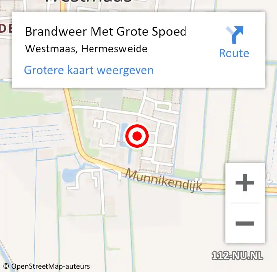 Locatie op kaart van de 112 melding: Brandweer Met Grote Spoed Naar Westmaas, Hermesweide op 23 februari 2023 15:36