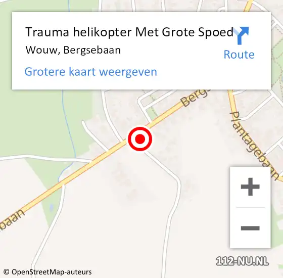 Locatie op kaart van de 112 melding: Trauma helikopter Met Grote Spoed Naar Wouw, Bergsebaan op 23 februari 2023 15:37