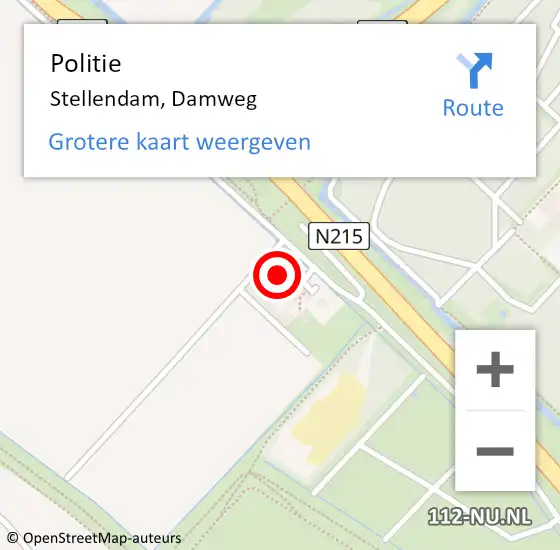 Locatie op kaart van de 112 melding: Politie Stellendam, Damweg op 23 februari 2023 16:24