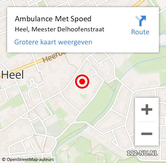 Locatie op kaart van de 112 melding: Ambulance Met Spoed Naar Heel, Meester Delhoofenstraat op 23 februari 2023 16:26