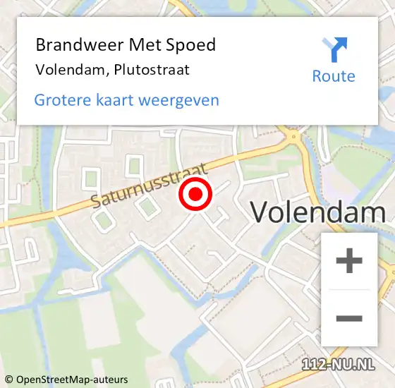 Locatie op kaart van de 112 melding: Brandweer Met Spoed Naar Volendam, Plutostraat op 23 februari 2023 16:43