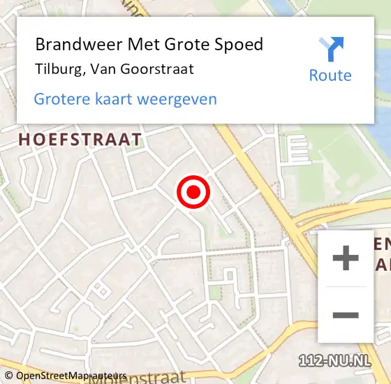 Locatie op kaart van de 112 melding: Brandweer Met Grote Spoed Naar Tilburg, Van Goorstraat op 23 februari 2023 17:19