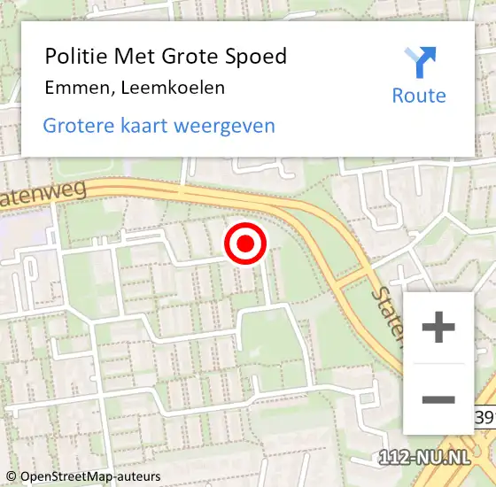 Locatie op kaart van de 112 melding: Politie Met Grote Spoed Naar Emmen, Leemkoelen op 23 februari 2023 17:22