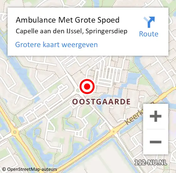 Locatie op kaart van de 112 melding: Ambulance Met Grote Spoed Naar Capelle aan den IJssel, Springersdiep op 23 februari 2023 17:23