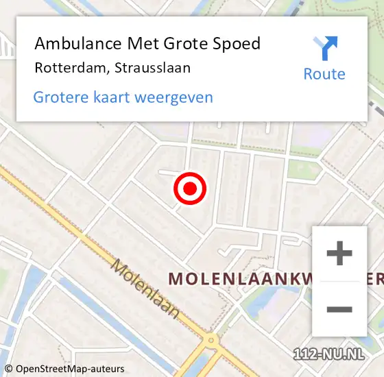 Locatie op kaart van de 112 melding: Ambulance Met Grote Spoed Naar Rotterdam, Strausslaan op 23 februari 2023 17:27