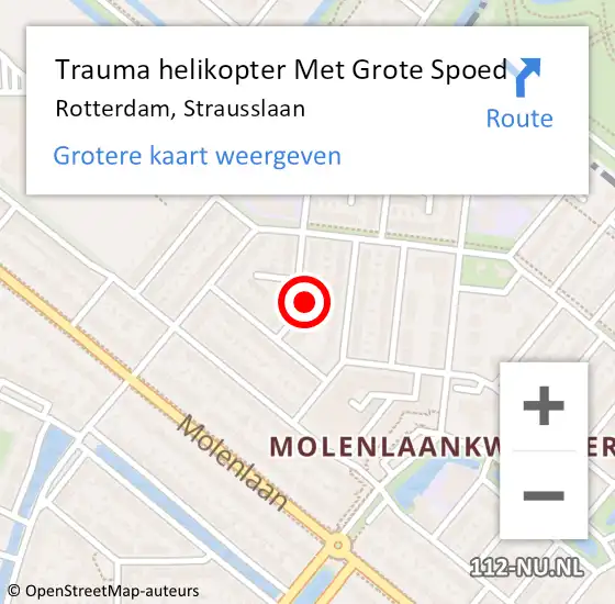 Locatie op kaart van de 112 melding: Trauma helikopter Met Grote Spoed Naar Rotterdam, Strausslaan op 23 februari 2023 17:28