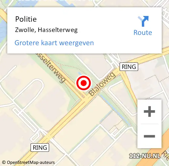 Locatie op kaart van de 112 melding: Politie Zwolle, Hasselterweg op 23 februari 2023 17:36