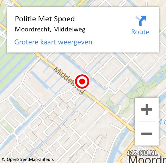 Locatie op kaart van de 112 melding: Politie Met Spoed Naar Moordrecht, Middelweg op 23 februari 2023 17:47