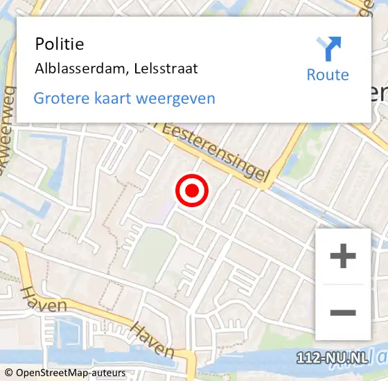 Locatie op kaart van de 112 melding: Politie Alblasserdam, Lelsstraat op 23 februari 2023 17:56