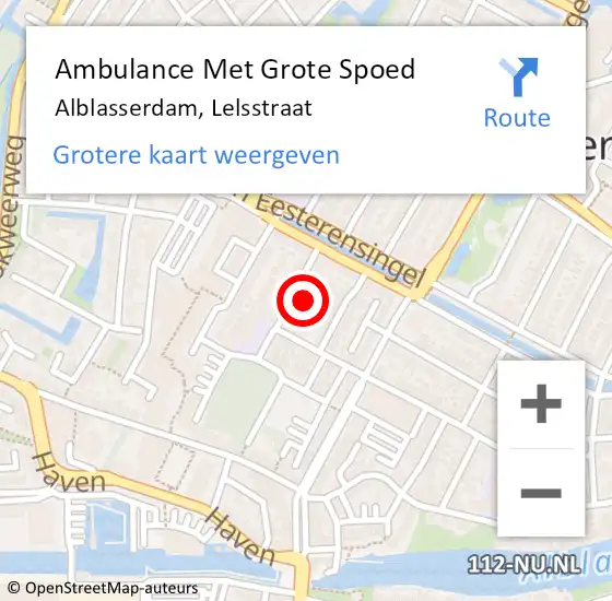 Locatie op kaart van de 112 melding: Ambulance Met Grote Spoed Naar Alblasserdam, Lelsstraat op 23 februari 2023 17:59