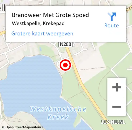 Locatie op kaart van de 112 melding: Brandweer Met Grote Spoed Naar Westkapelle, Krekepad op 23 februari 2023 18:12