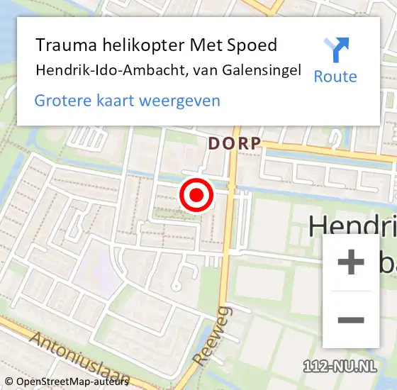 Locatie op kaart van de 112 melding: Trauma helikopter Met Spoed Naar Hendrik-Ido-Ambacht, van Galensingel op 23 februari 2023 18:44