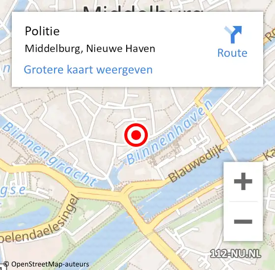 Locatie op kaart van de 112 melding: Politie Middelburg, Nieuwe Haven op 23 februari 2023 19:23