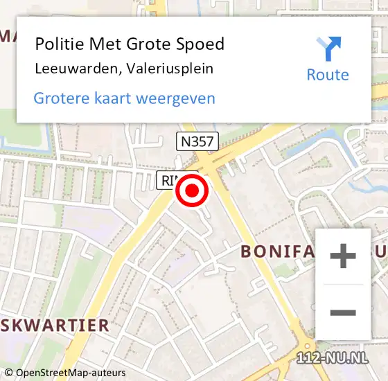 Locatie op kaart van de 112 melding: Politie Met Grote Spoed Naar Leeuwarden, Valeriusplein op 23 februari 2023 19:27