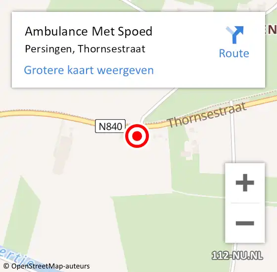 Locatie op kaart van de 112 melding: Ambulance Met Spoed Naar Persingen, Thornsestraat op 16 augustus 2014 17:39