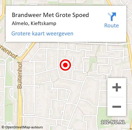 Locatie op kaart van de 112 melding: Brandweer Met Grote Spoed Naar Almelo, Kieftskamp op 23 februari 2023 19:33