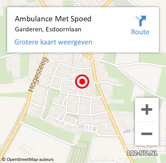 Locatie op kaart van de 112 melding: Ambulance Met Spoed Naar Garderen, Esdoornlaan op 23 februari 2023 19:48