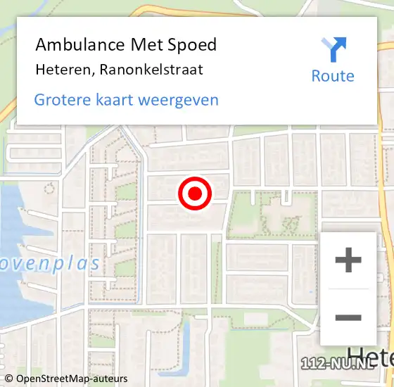 Locatie op kaart van de 112 melding: Ambulance Met Spoed Naar Heteren, Ranonkelstraat op 23 februari 2023 19:49